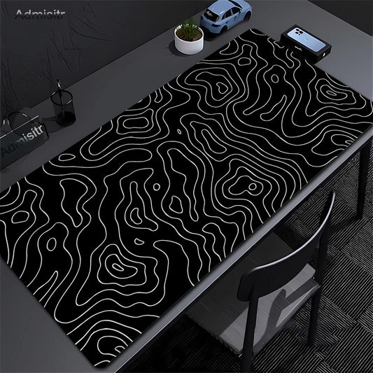 Black and White XXL Desk Mat – Abstract Design, Gaming & Office