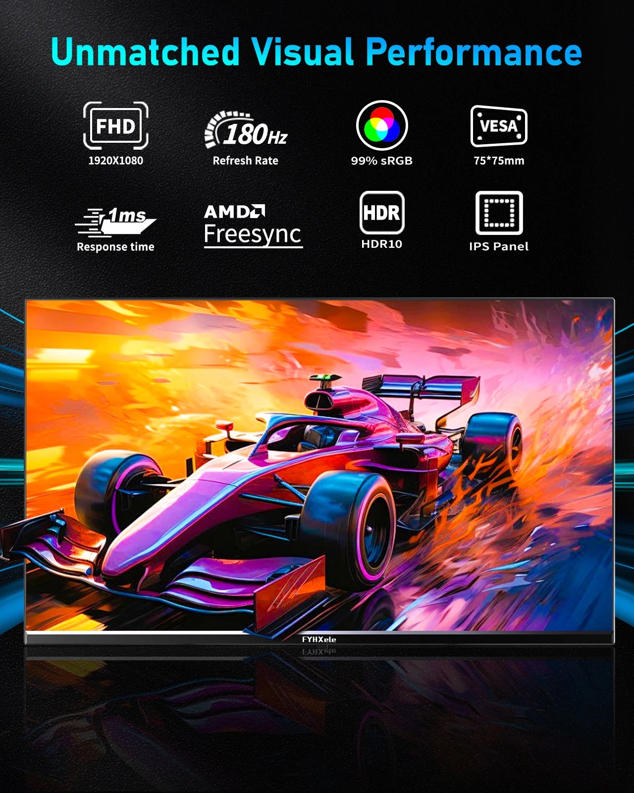 Moniteur Gaming FYHXele 24" 180Hz IPS 1ms FHD 1080p HDR10 G-Sync Compatible