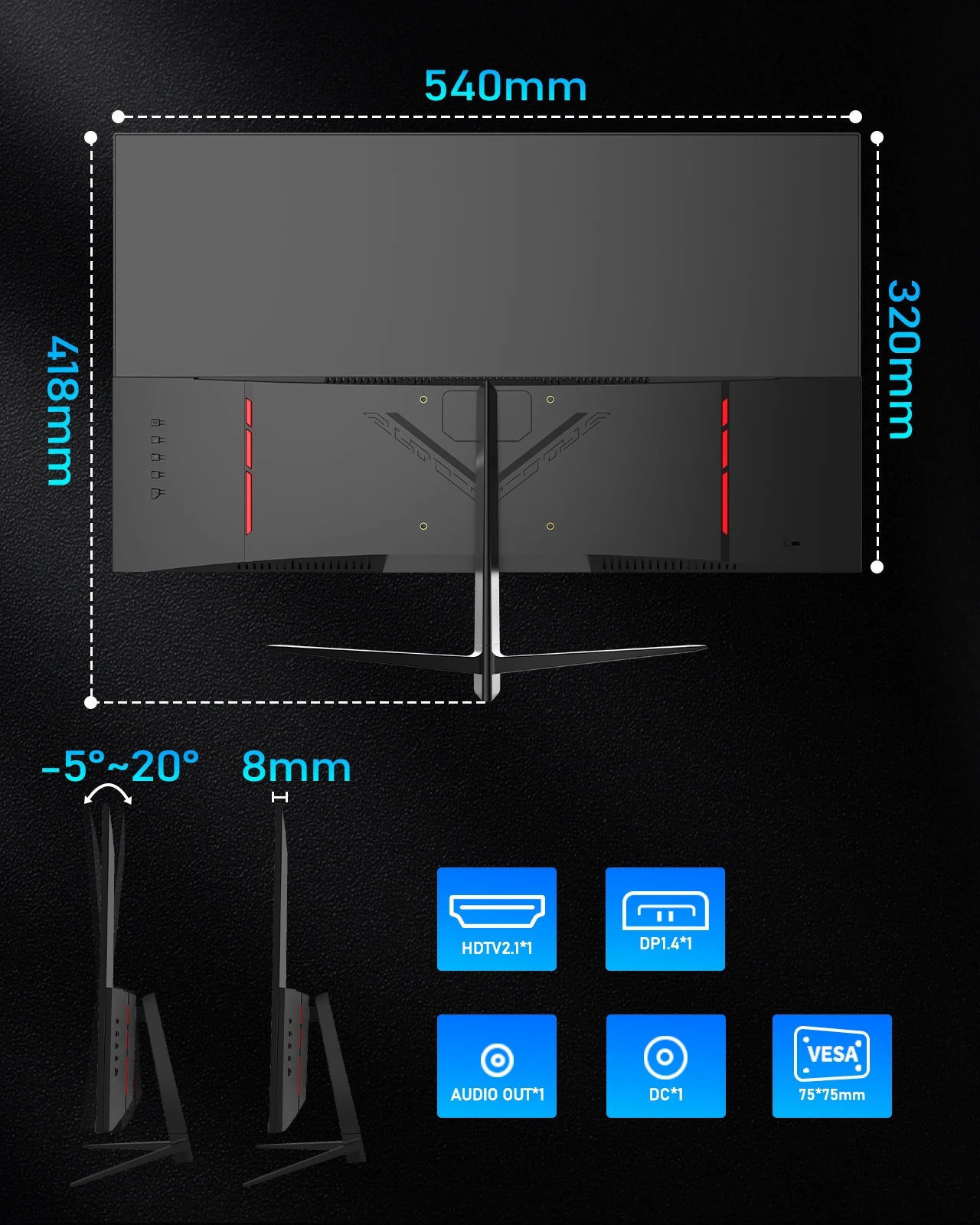 Moniteur Gaming FYHXele 24" 180Hz IPS 1ms FHD 1080p HDR10 G-Sync Compatible