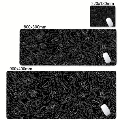 Tapis de bureau XXL noir et blanc – Design abstrait, gaming & bureau