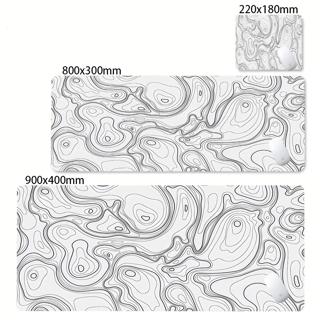 Tapis de bureau XXL noir et blanc – Design abstrait, gaming & bureau