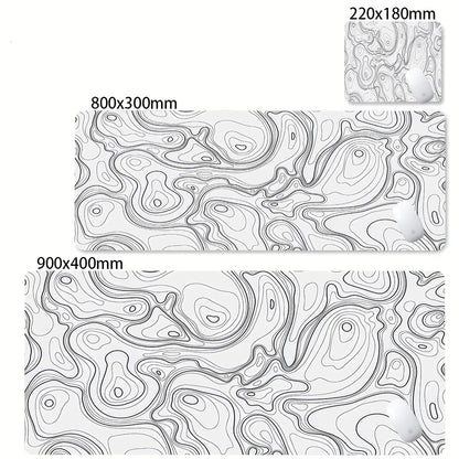 Tapis de bureau XXL noir et blanc – Design abstrait, gaming & bureau