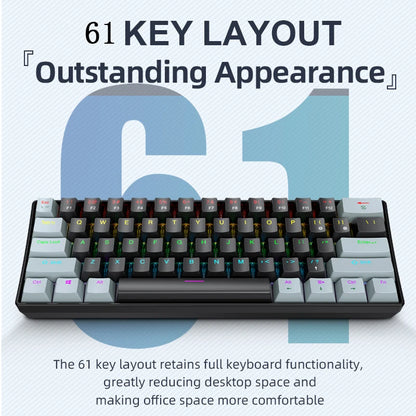 Clavier Mécanique APAYADO K61 – 60% RGB, 61 Touches, Filaire USB-C