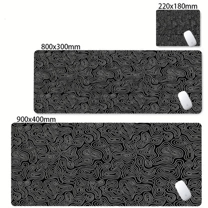 Tapis de bureau XXL noir et blanc – Design abstrait, gaming & bureau
