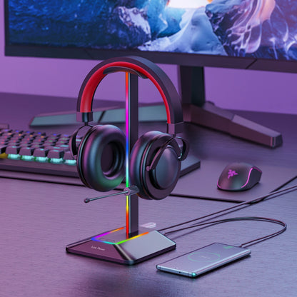 Support Casque Gaming RGB New Bee Z8 – Avec Ports USB & Base Antidérapante