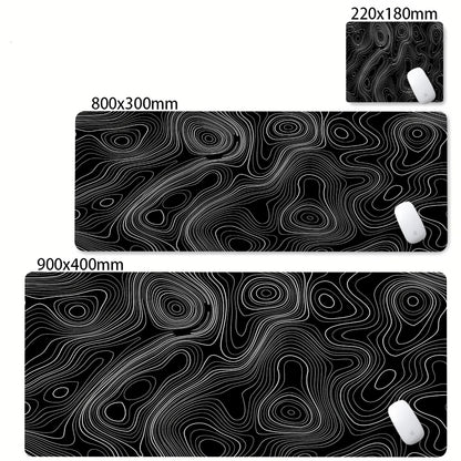Tapis de bureau XXL noir et blanc – Design abstrait, gaming & bureau