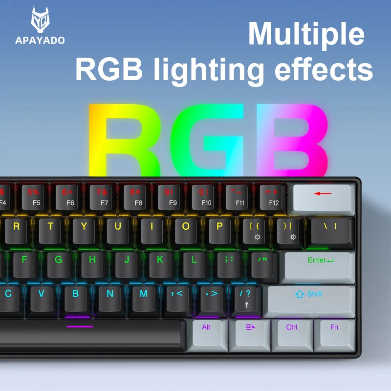 Clavier Mécanique APAYADO K61 – 60% RGB, 61 Touches, Filaire USB-C