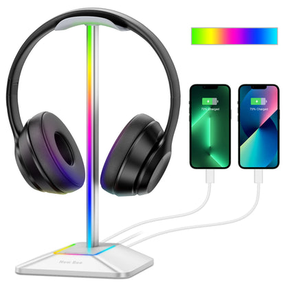 Support Casque Gaming RGB New Bee Z8 – Avec Ports USB & Base Antidérapante