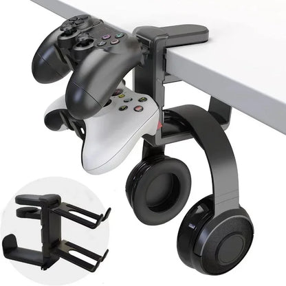 Support Casque Gaming 2-en-1 – Porte Casque & Manette Rotatif pour Bureau
