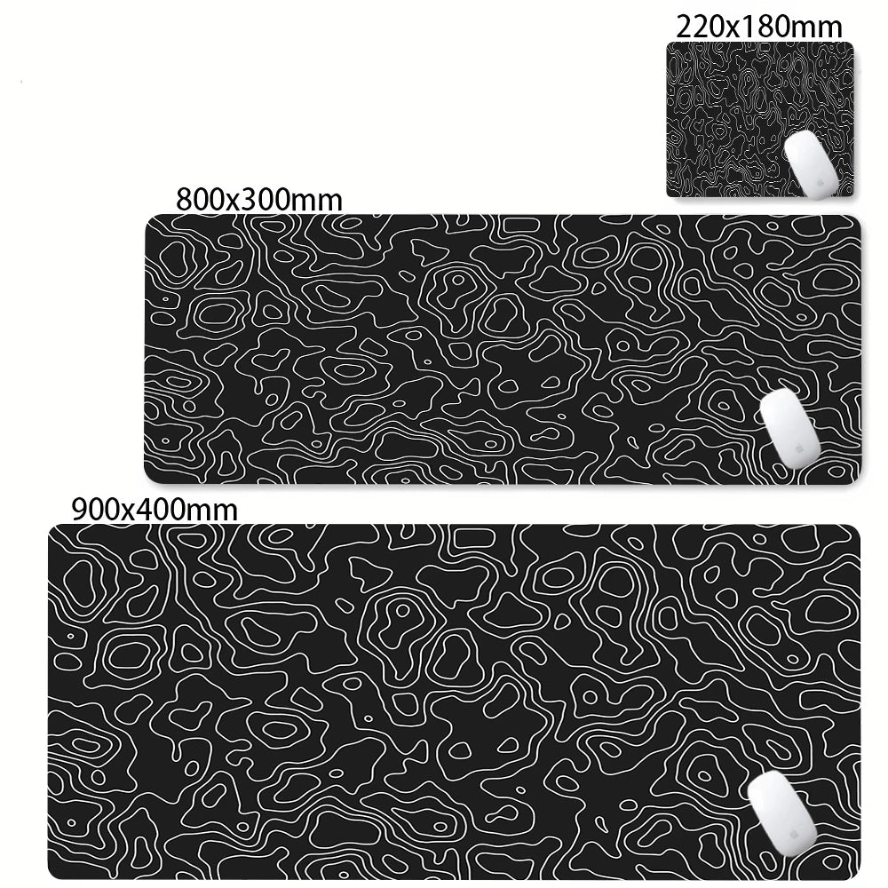 Tapis de bureau XXL noir et blanc – Design abstrait, gaming & bureau
