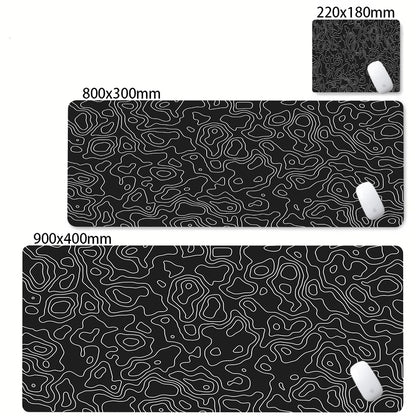 Tapis de bureau XXL noir et blanc – Design abstrait, gaming & bureau