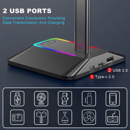 Support Casque Gaming RGB New Bee Z8 – Avec Ports USB & Base Antidérapante