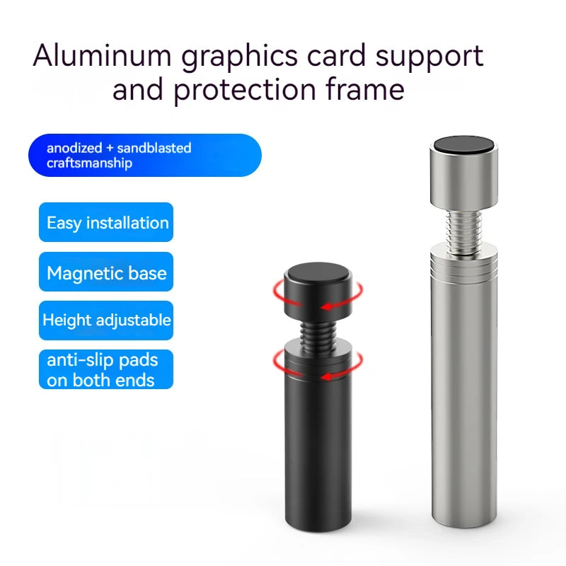 Support GPU Télescopique en Aluminium – Fixation Magnétique, Anti-Flexion (S / M / L)
