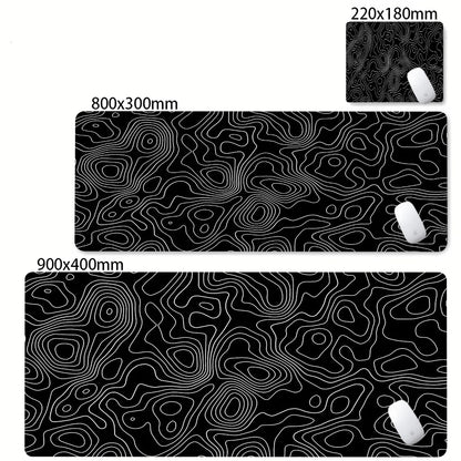 Tapis de bureau XXL noir et blanc – Design abstrait, gaming & bureau