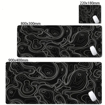 Tapis de bureau XXL noir et blanc – Design abstrait, gaming & bureau