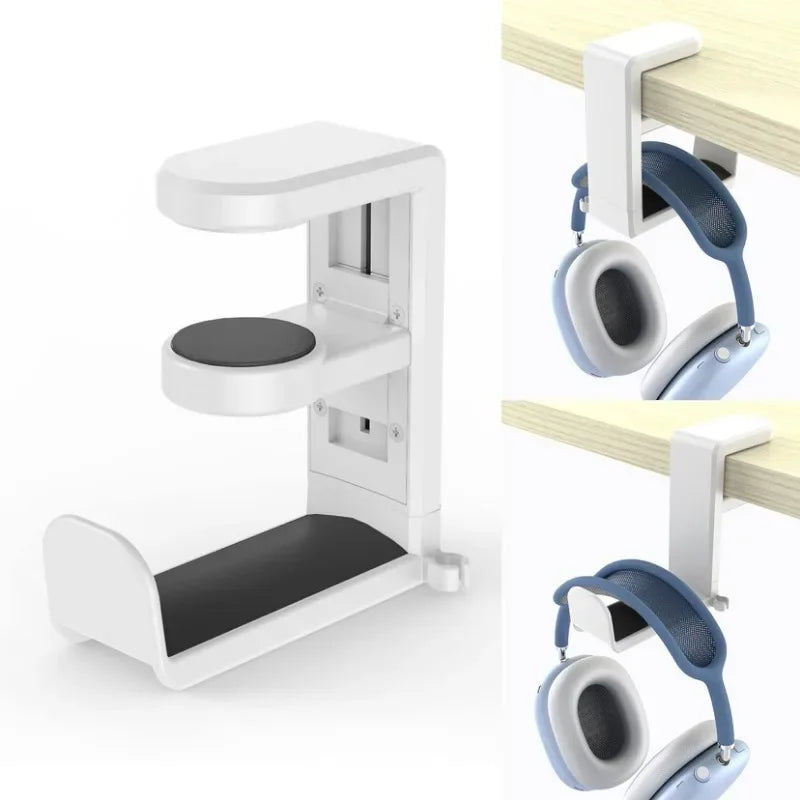 Support Casque Gaming 2-en-1 – Porte Casque & Manette Rotatif pour Bureau