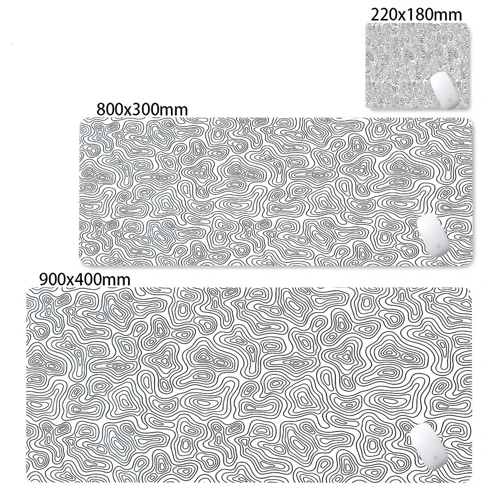 Tapis de bureau XXL noir et blanc – Design abstrait, gaming & bureau