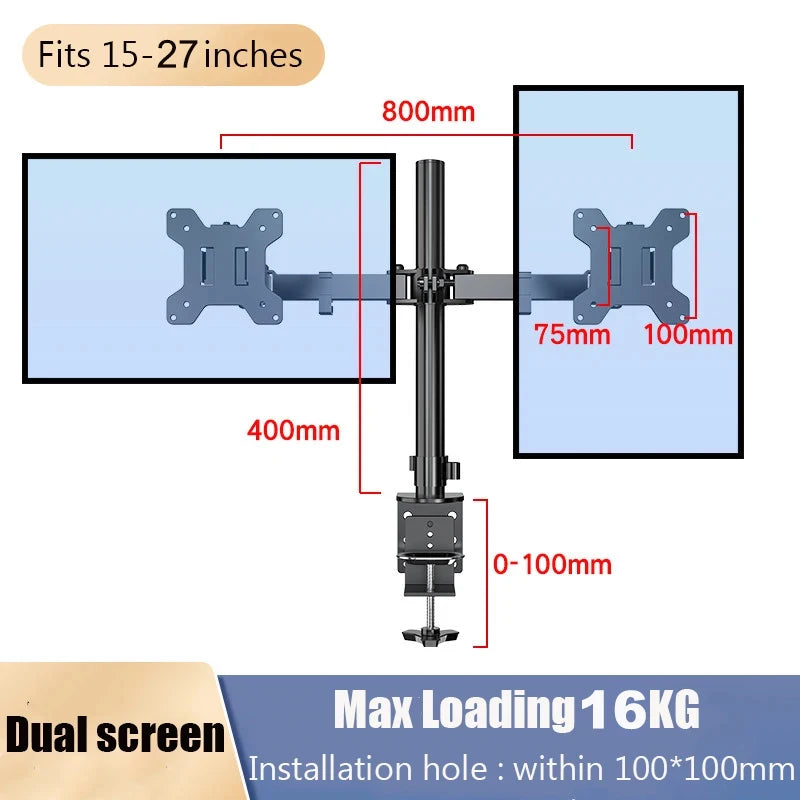 Support Double Écran Universel – Support de Bureau Réglable Jusqu'à 27"