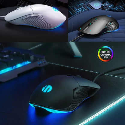 Souris filaire Inphic RGB – Rétroéclairage 7200 DPI | B1 & B2