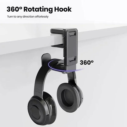Support Casque Gaming 2-en-1 – Porte Casque & Manette Rotatif pour Bureau