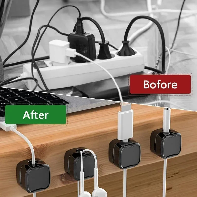 Clips de Câbles Magnétiques Mini – Organisateur de Câbles Auto-Adhésif pour Bureau & Maison
