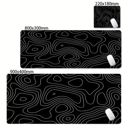 Tapis de bureau XXL noir et blanc – Design abstrait, gaming & bureau