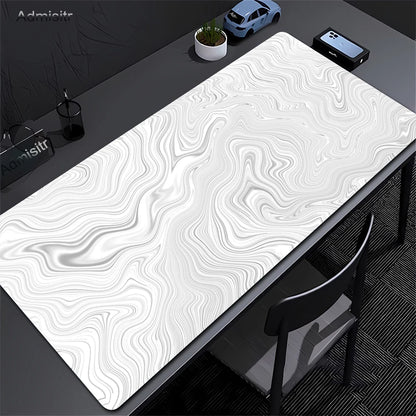 Tapis de bureau XXL noir et blanc – Design abstrait, gaming & bureau