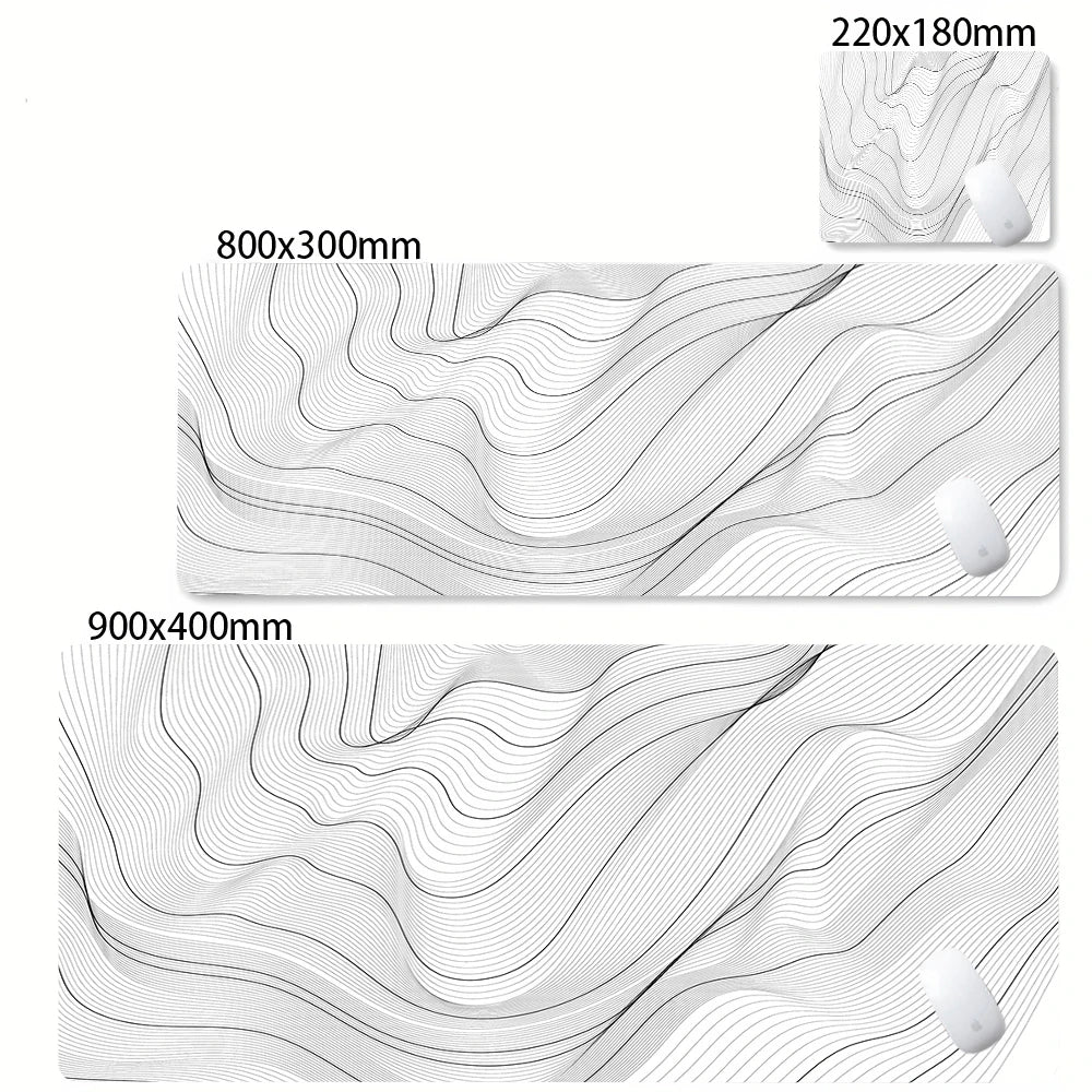 Tapis de bureau XXL noir et blanc – Design abstrait, gaming & bureau