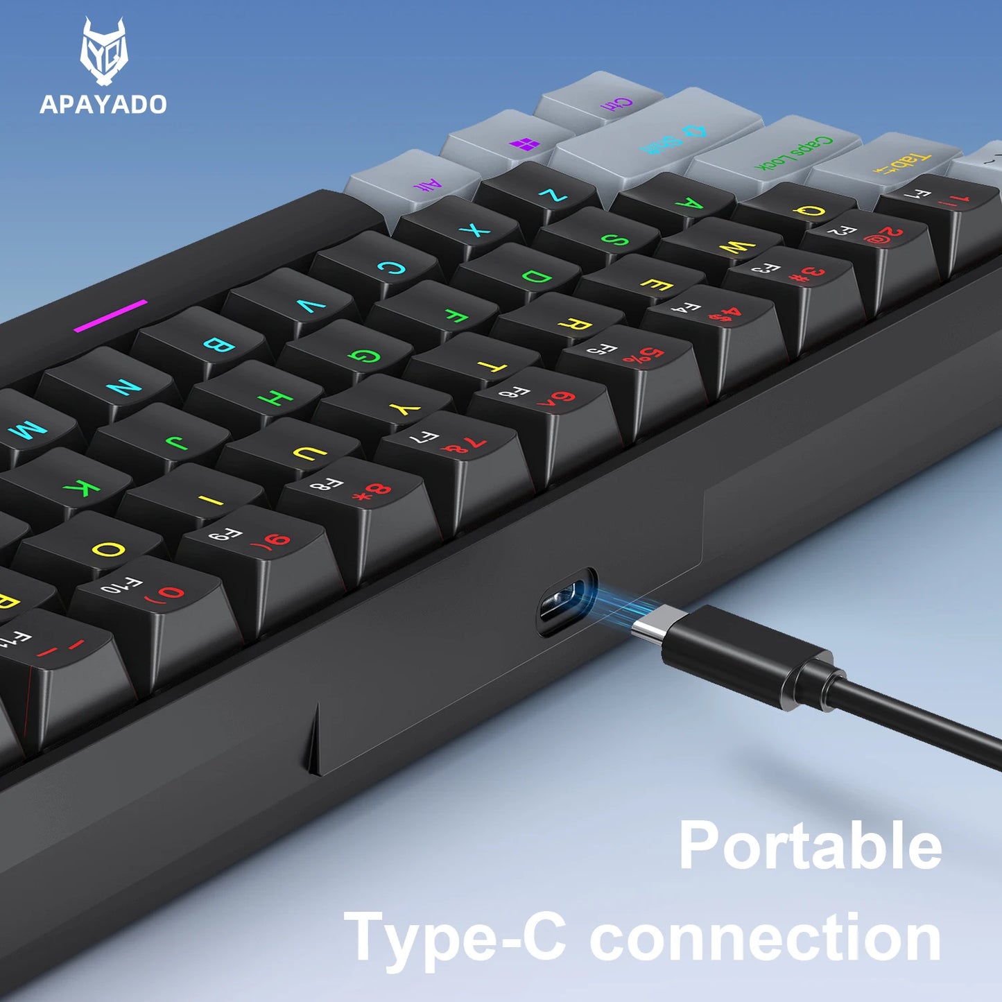 Clavier Mécanique APAYADO K61 – 60% RGB, 61 Touches, Filaire USB-C