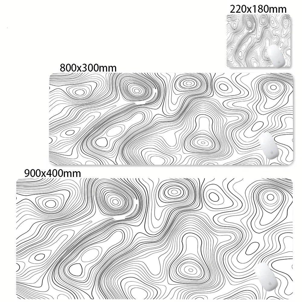 Tapis de bureau XXL noir et blanc – Design abstrait, gaming & bureau