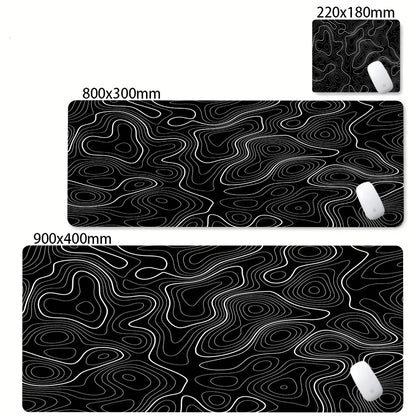 Tapis de bureau XXL noir et blanc – Design abstrait, gaming & bureau